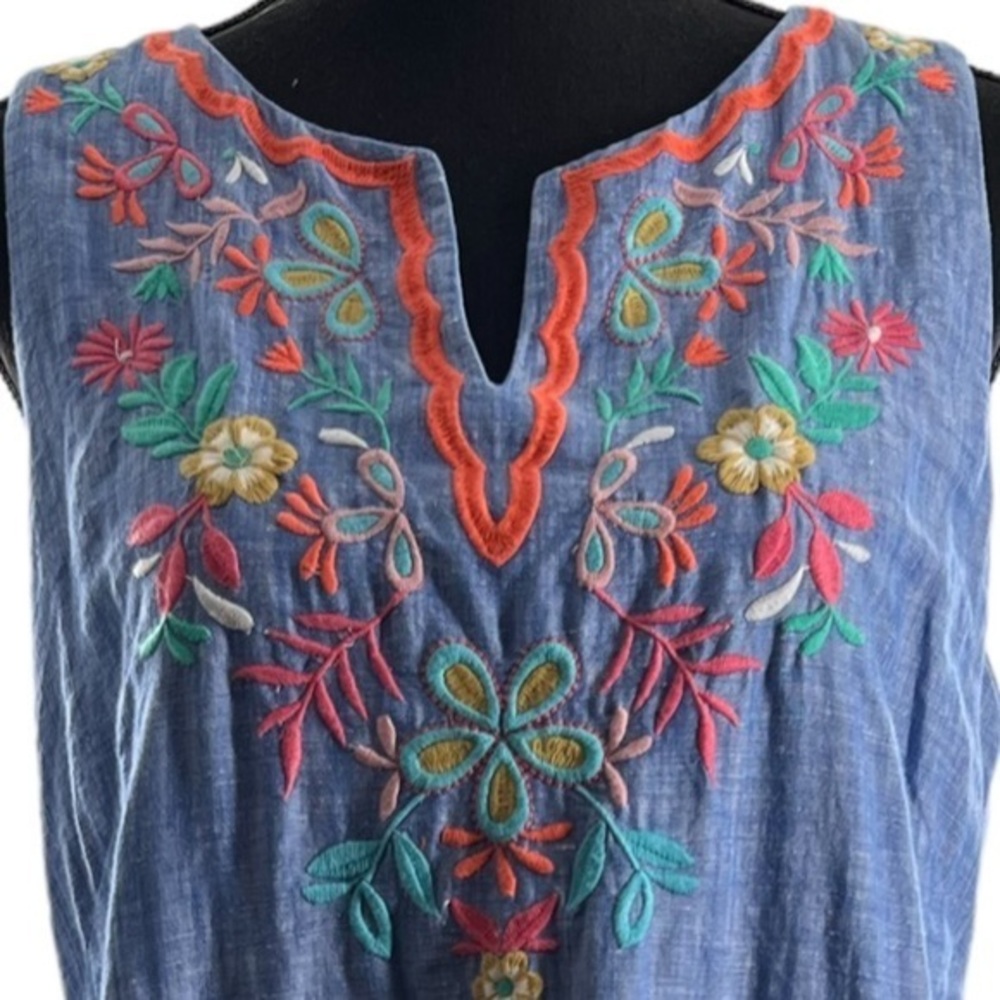 Talbots Blue Embroidered Midi Dress - Picture 4 of 7
